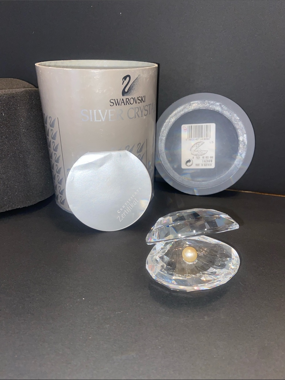Swarovski crystal clam shell